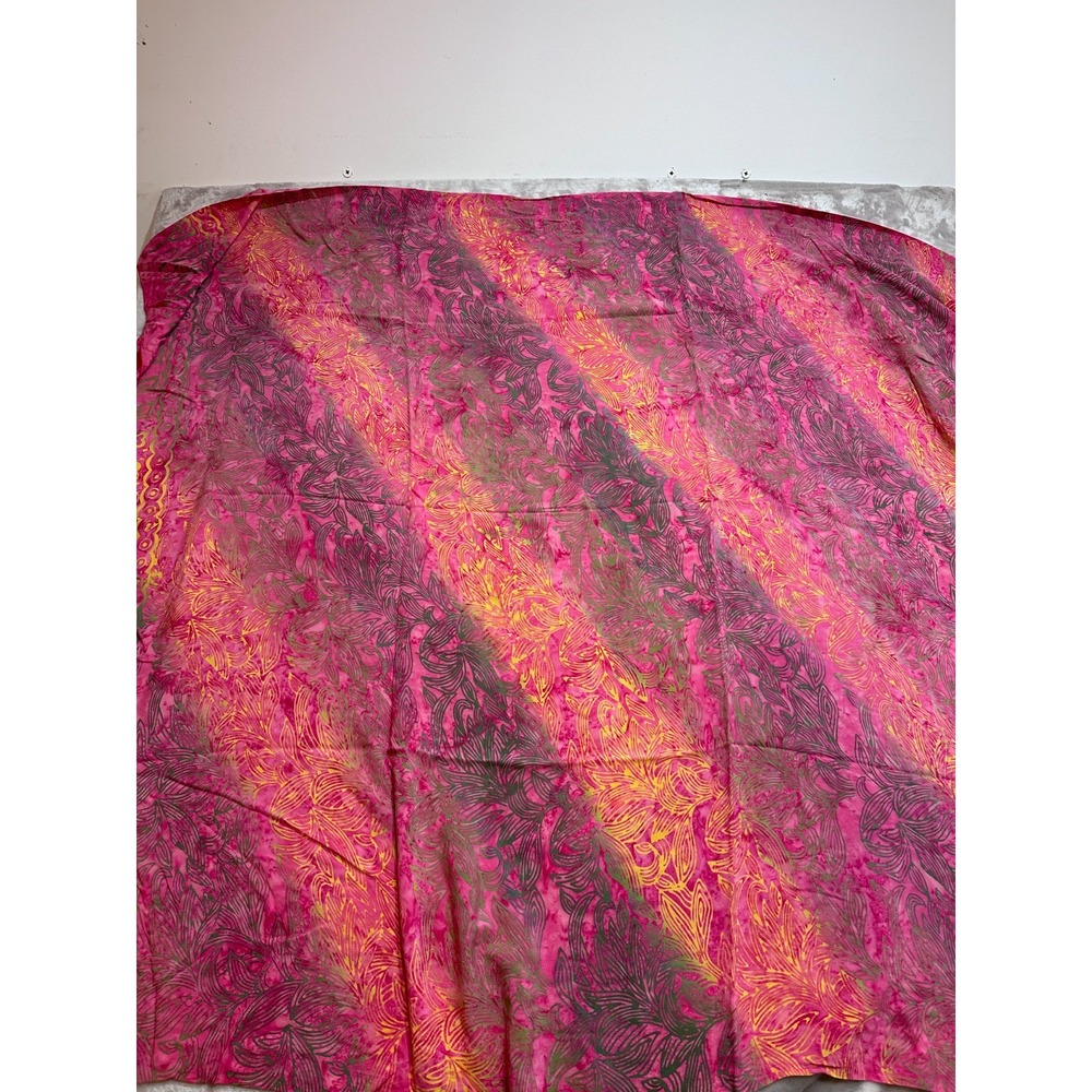 Paradise Lahaina Sarong Swim Cover Up One Size Pink Yellow Batik Rayon Wrap Scar